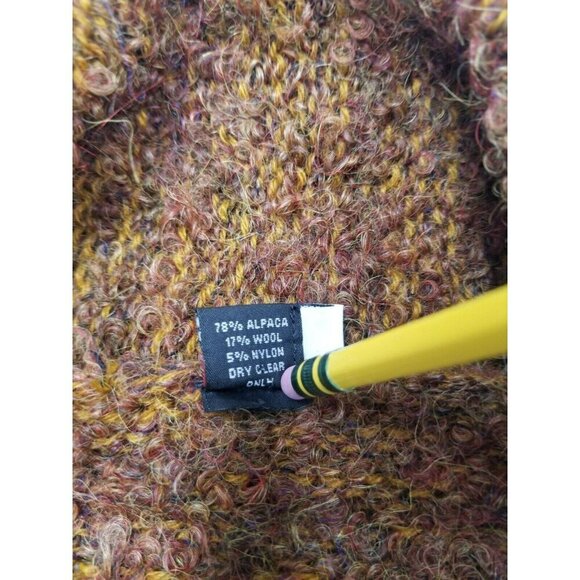 Handmade Tabask Alpaca Wool Blend Shawl‎ Collar Cardigan Sweater S - Picture 4 of 11